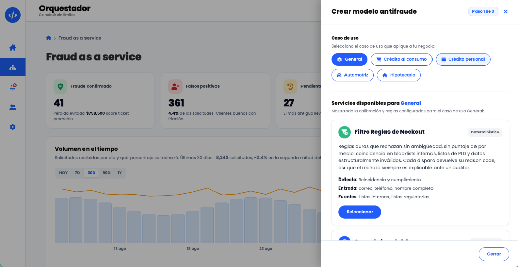 Orquestador Fraud as a service Finvero